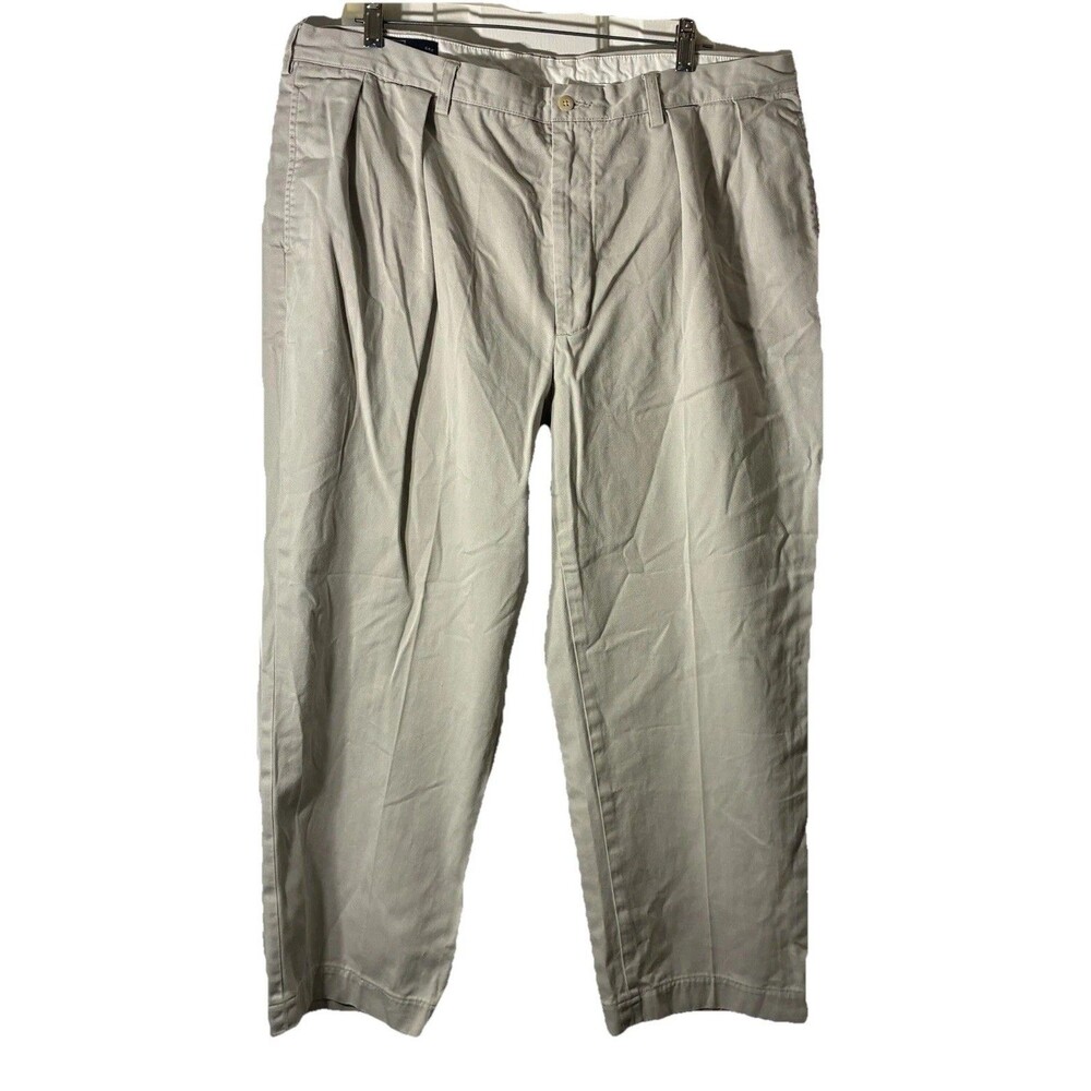 Polo Ralph Lauren Andrew Pant Mens 40x27 Pleated Cotton Chino Khaki Classic Tan